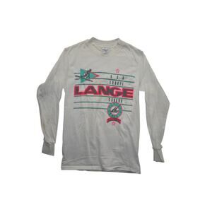 Vintage 80s Lange Ski Long Sleeve Shirt USA Hanes Beefy-T S 34-36 Neon Retro Ski